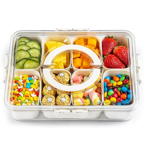accep Snackle Box Container,Divided Clear Snack Box Serving Tray with Lid and Handle,8 Compartments Snack Tray,Portable Travel Snack Container,Perfect for Party, Travel, & Picniccnic（1 Pack） | Amazon (US)