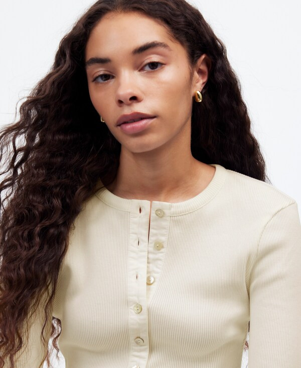 Garment-Dyed Ribbed Cardigan Tee | Madewell | Madewell