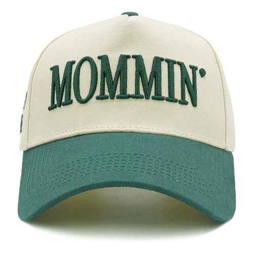 Mommin Trucker Hat for Women Mom Hat, Adjustable Embroidered Mama Baseball Cap, Mother's Day Birthday Gifts for Mom from Daughter Son Husband Green/Beige | Amazon (US)