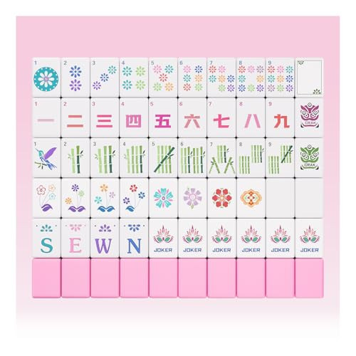 YeyMeilr Pink American Mahjong Tile Set-160 Melamine Mahjong Tiles 1.2 with Mahjong Tiles Bag and Mahjong Accessories Suitable for Friends and Family Gatherings (Pink) | Amazon (US)