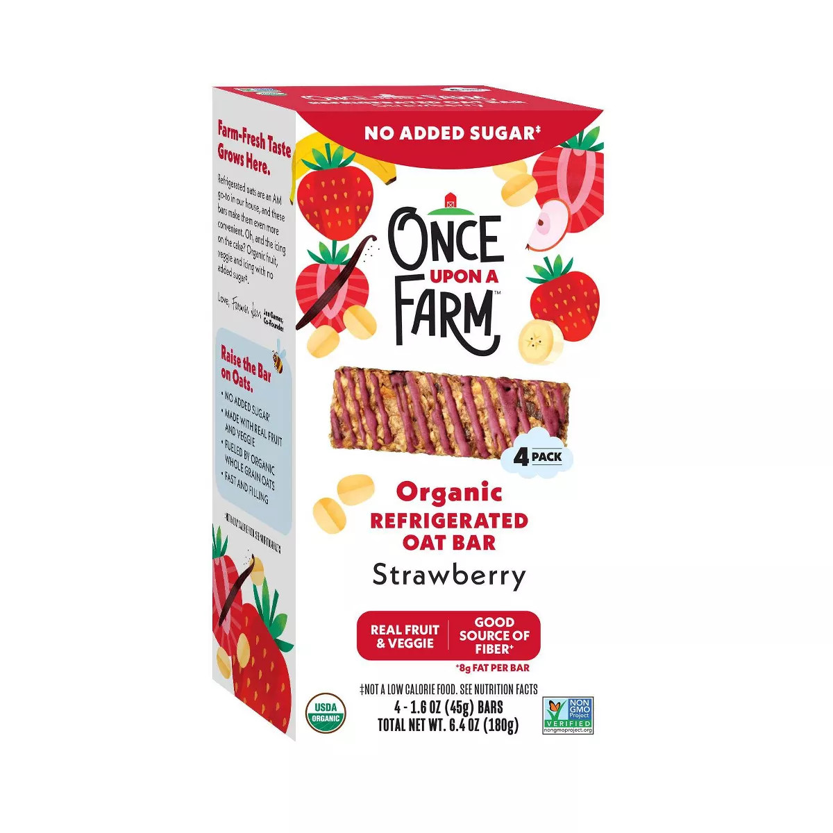 Once Upon a Farm Strawberry Organic Refrigerated Oat Bar - 6.4oz/4ct | Target