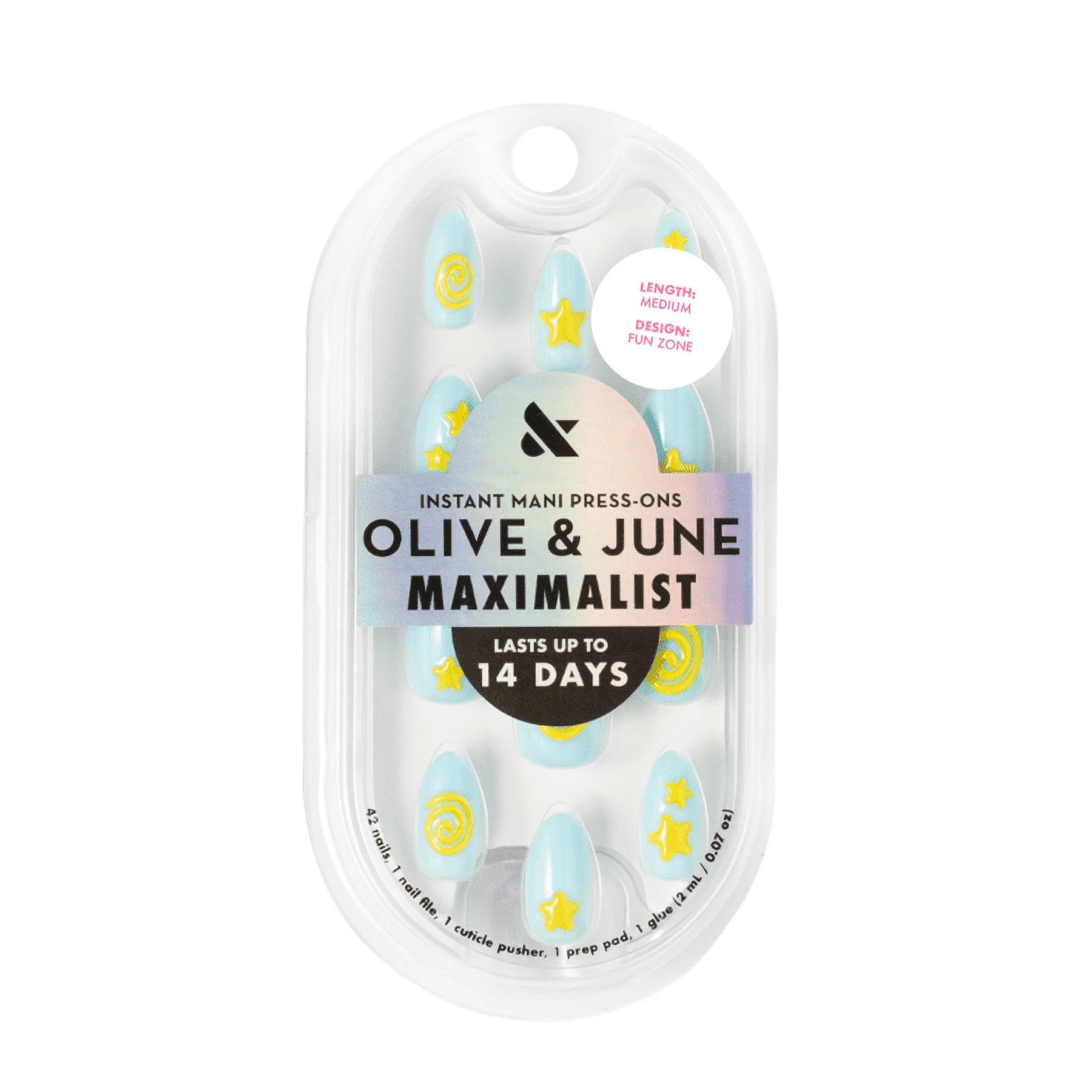 Olive & June Instant Mani Maximalist Medium Almond Press-On Nails, Fun Zone, 42 Pieces | Walmart (US)