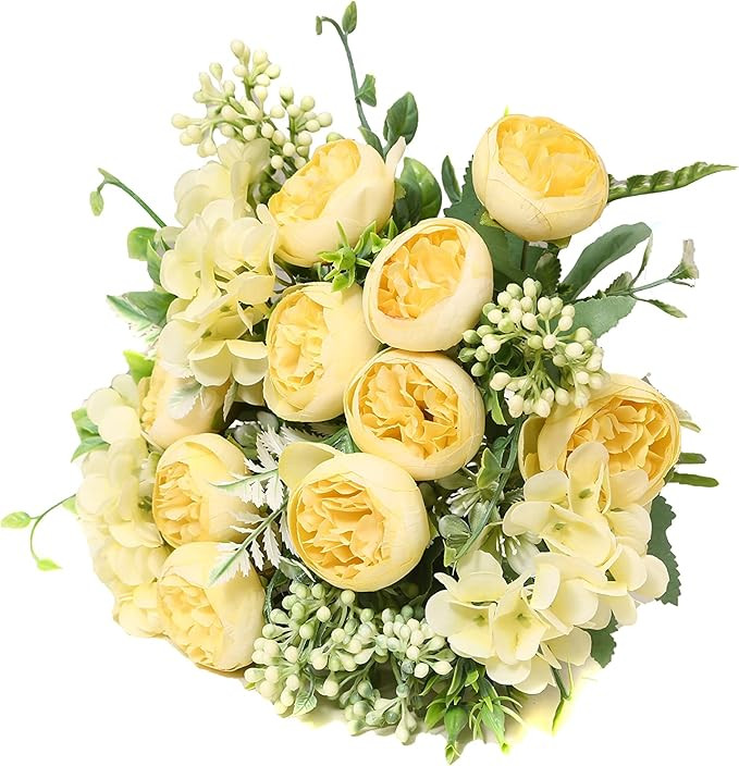 Artificial Flowers Fake Peony Silk Mini Plastic Bridal Flowers for DIY Wedding Bouquets Home Deco... | Amazon (US)