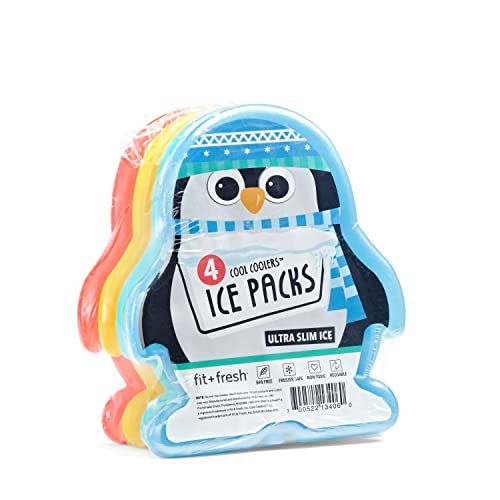 Fit & Fresh, Penguins Cool Coolers Lunch Ice Packs, Set of 4, Multicolored | Amazon (US)