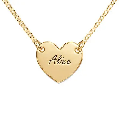 Engraved Heart Necklace with 18K Gold Plating for Teens | MYKA