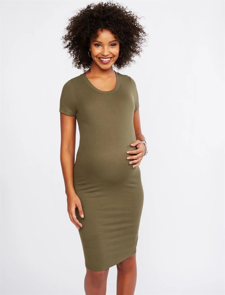 Rib Knit Maternity T-Shirt Dress | Motherhood Maternity