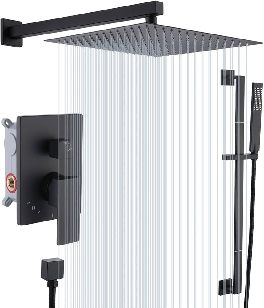 KES Shower Faucets Sets Complete 12-Inch Rain Shower Head with Handheld Spray Shower Slide Bar In... | Amazon (US)