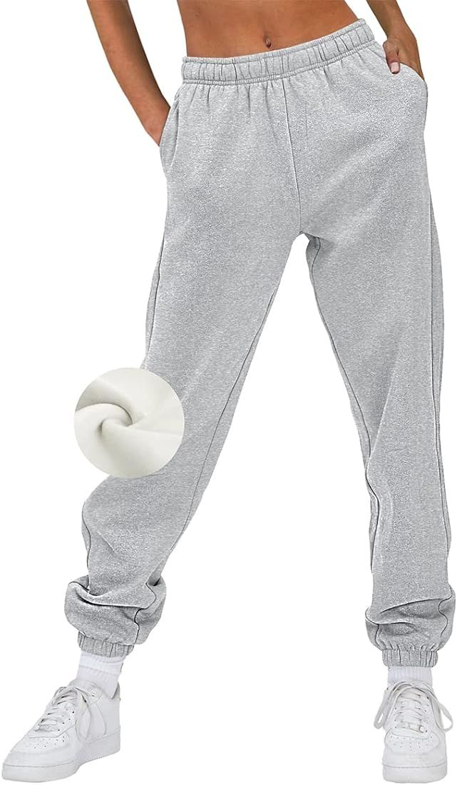 Women’s Casual Baggy Fleece Sweatpants High Waisted Joggers Pants | Amazon (US)