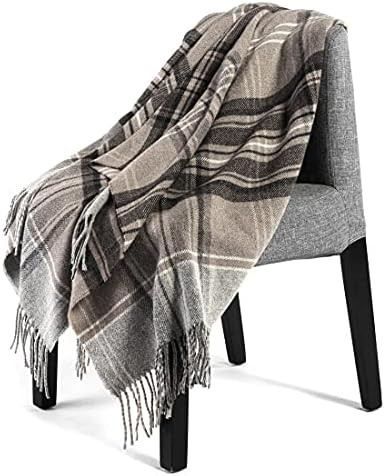 Farridoro Wool Throw Blanket Fringe 51 Inch with 67 Inch Wool Decorative Couch Sofa Camping Chair... | Amazon (US)