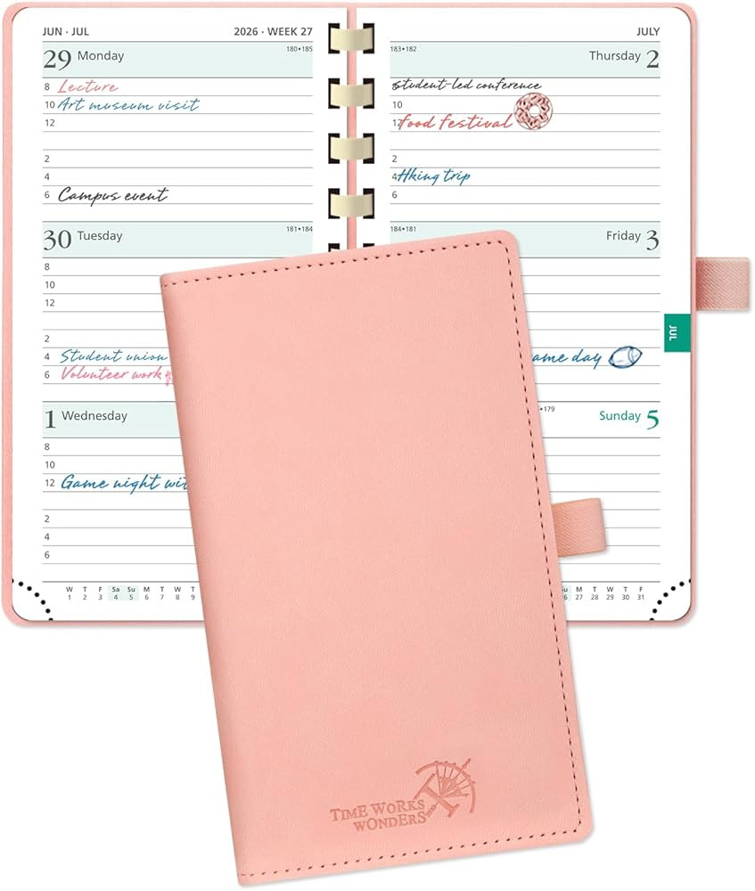 POPRUN 2026 Pocket Agenda (3.5''x 6.5'') Spiral Planner Weekly and Monthly for Purse, with Hourly... | Amazon (CA)