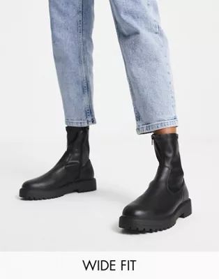 ASOS DESIGN Wide Fit Anton sock boot in black | ASOS (Global)