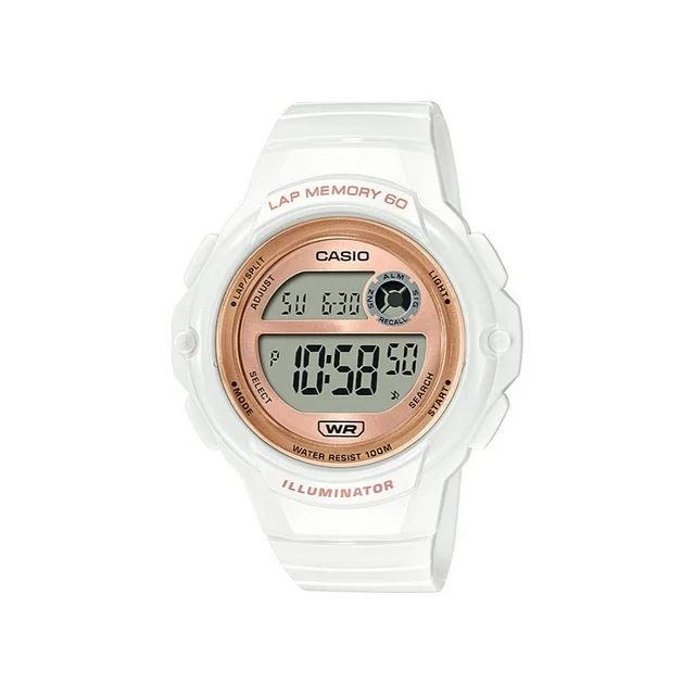 Casio Women's Digital Sports Watch with 60-Lap Memory White/Rose Gold - LWS1200H-7A2V | Walmart (US)