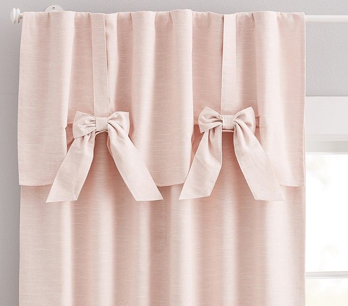 Evelyn Bow Valance Curtain, 96&amp;quot;, Blush | Pottery Barn Kids