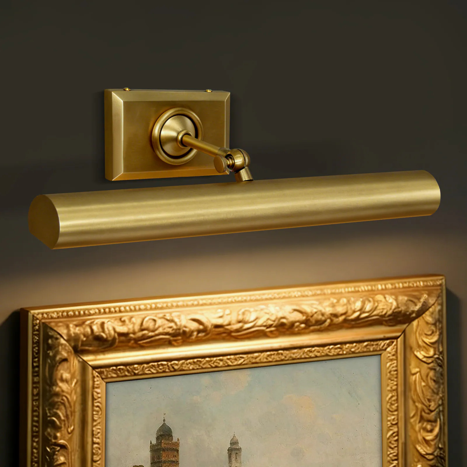 Gleam Flare 18in Hardwired Picture Lights for Wall Brass Wall Light for Pictures 270 Adjustable Swing Arm 2 Light Gallery Art Lighting for Paintings | Lowe's