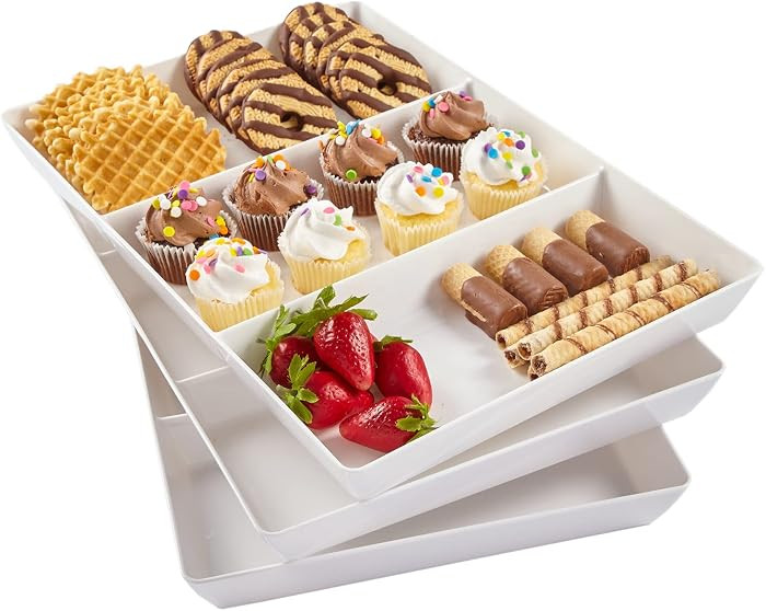 US Acrylic Avant White Plastic Divided Serving Trays (Set of 3) 15\u201d x 10\u201d | Large Reusa... | Amazon (US)