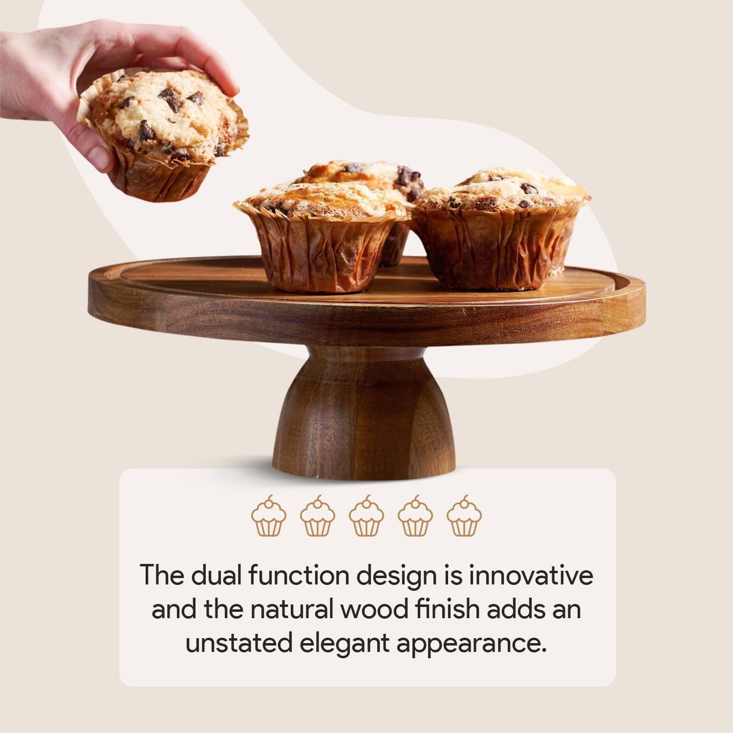 Acacia Wood Cake Stand with Lid - Cake Stand with Dome,12in Round Cake Holder, 2-in-1 Dessert Tab... | Amazon (US)