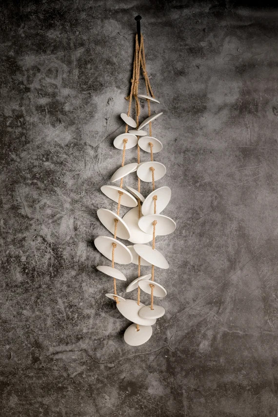 TRIPLE Strand of Hand Made Hanging Ceramic Discs | Etsy (US)