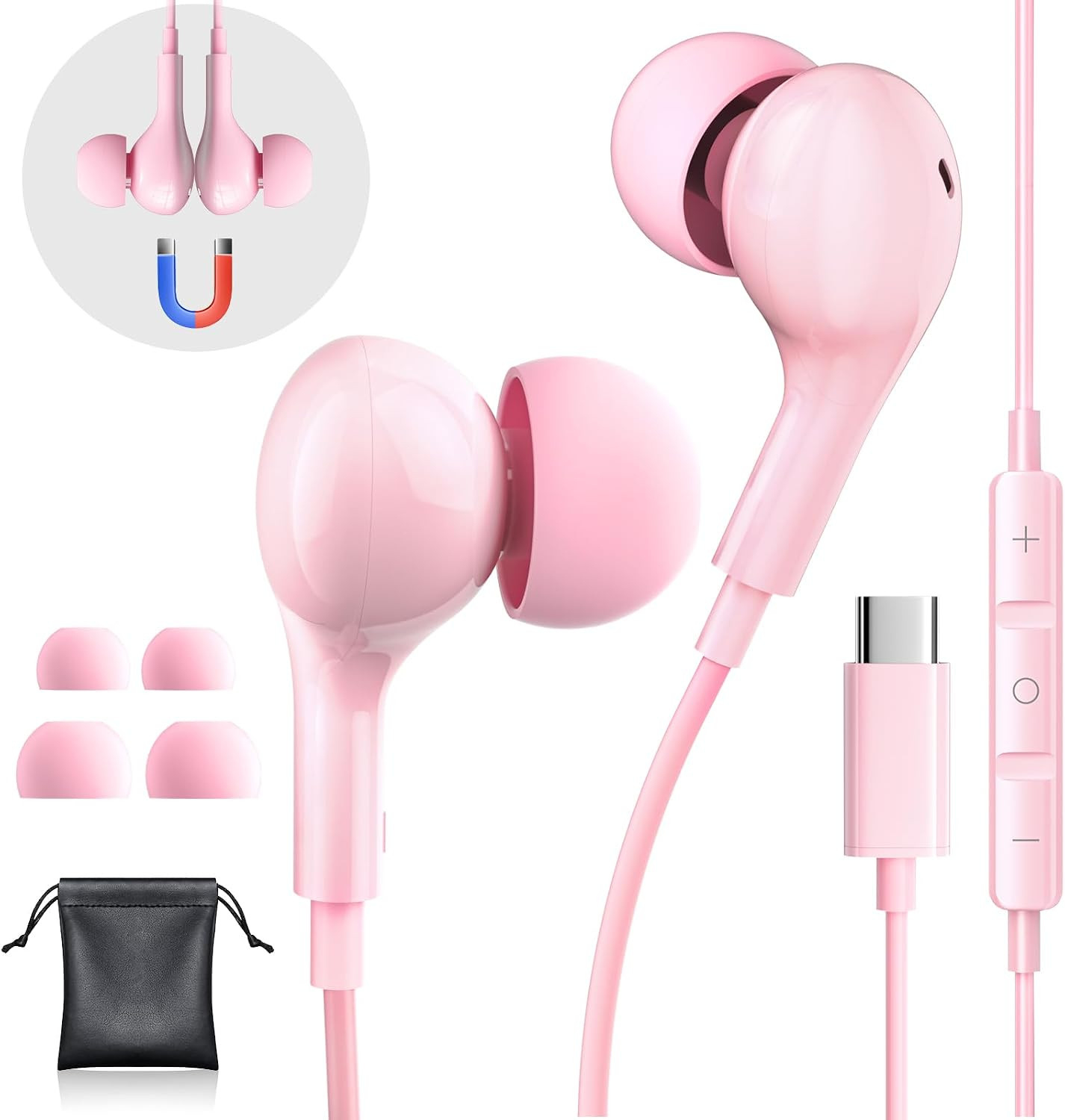 USB C Headphones Wired Earbuds for iPhone 17 16/15 Pro Max/iPad Pro, with HiFi Mic Volume Control Type C Earphones for Samsung Galaxy S26/S25/S24/S23 Ultra, Noise Cancelling for iPhone 15 Headphones | Amazon (US)