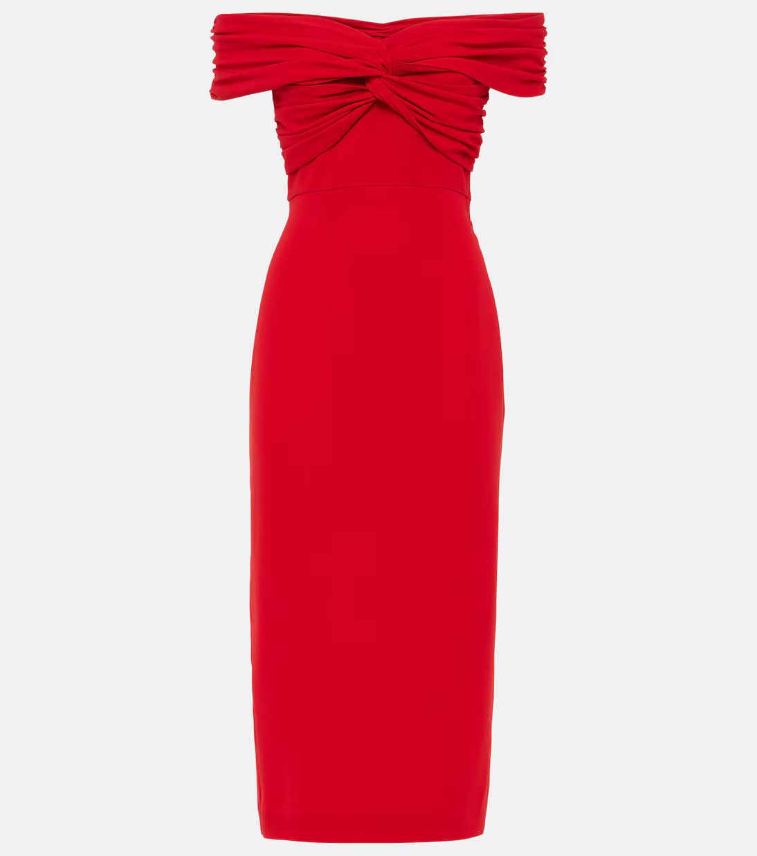 Off-shoulder crêpe midi dress | Mytheresa (UK)