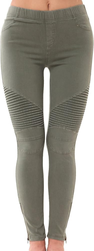 LAINAB Womens Biker Skinny Ankle Zipper Pleated Stretch Low Waist Pencil Pants | Amazon (US)