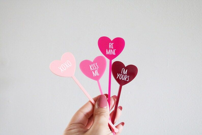 Valentines Day Conversation Heart Drink Stir Sticks Set of 4  | Etsy | Etsy (US)