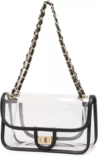 SharPlus Women Cute Clear Purse Acrylic Box Clutch Handbag, Transparent  Crossbody Evening Bag Stadium Approved Chain Strap