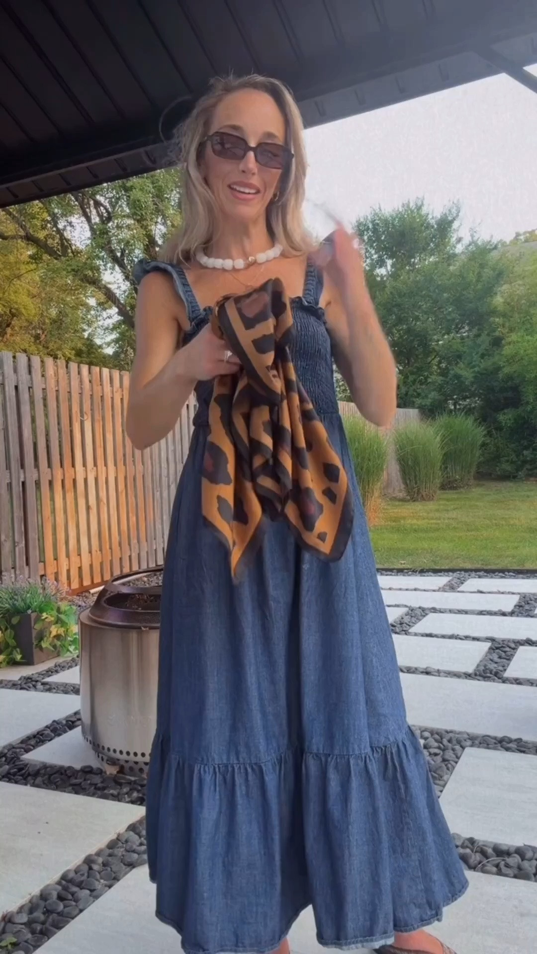 Ladies! Pay attention to this fashion lesson that will save you money & headaches when looking a your closet thinking you have nothing to wear!!

Today’s Lesson ✏️📓
💁🏼‍♀️  How to make 1 OUTFIT look like 6 DIFFERENT OUTFITS using just ONE accessory!

What’s the magic accessory, you ask?
👉🏻 A SILK SCARF! 
(Mine is 26”x26” and UNDER $20!)


sizing
👗 dress (TTS): Small
🥿 jellies (TTS)


💙   Tap the heart if you like this ‘fit
💙   FOLLOW @homeswithchristina for more affordable fashion & home decor finds!



.
.
helpful fashion tips to help you make the most out of your wardrobe!
outfit styling advice
labor day themed outfit 
americana outfit inspo
red white & blue fashion
fall fashion finds
Fall Dresses
Autumn Outfits 
labor day bbq outfits
retro sunglasses
summer dresses
denim sundresses
date night outfits
labor day outfits women
travel outfits
eurotrip packing list
women’s sunglasses
Trendy women’s Fall Outfits 
retro sunnies for 2026 😎
#fashiontipsforwomen #amazonfashionfinds #fallaccessories #falloutfitinspo #backtoschooloutfits

#LTKgrwm #LTKootd #LTKSaleAlert