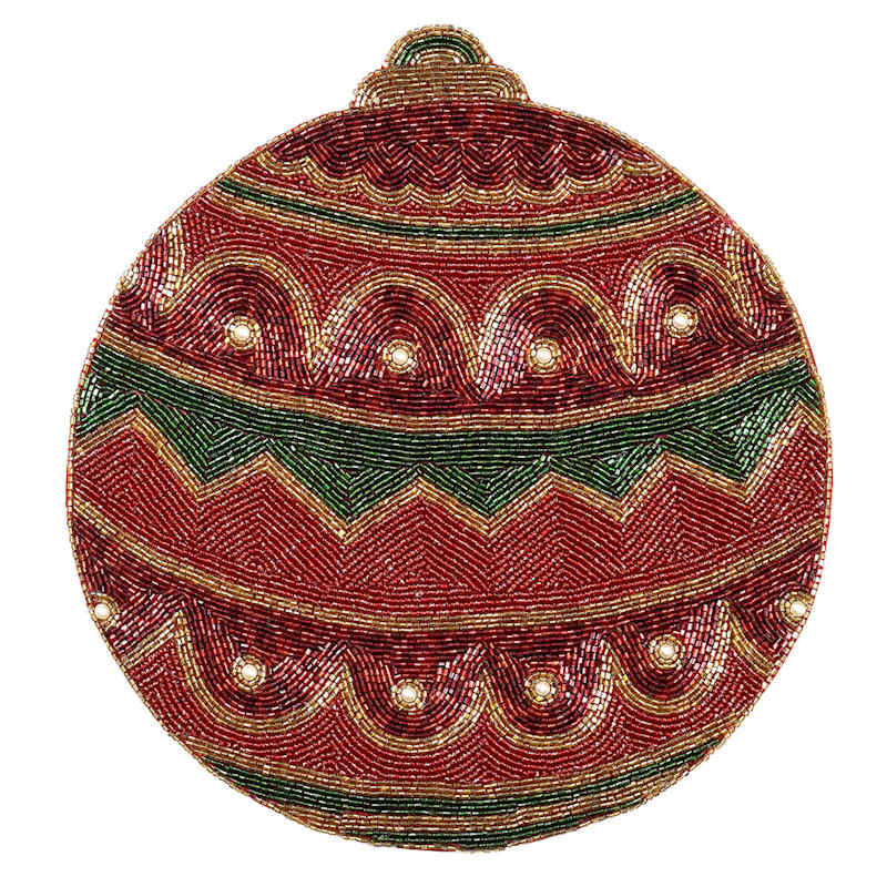 Red Beaded Ornament Placemat, 14" | At Home