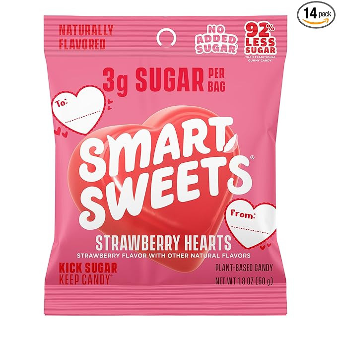 SmartSweets Strawberry Hearts, Gluten Free Gummies, Plant Based, Healthy Snacks for Adults & Kids... | Amazon (US)