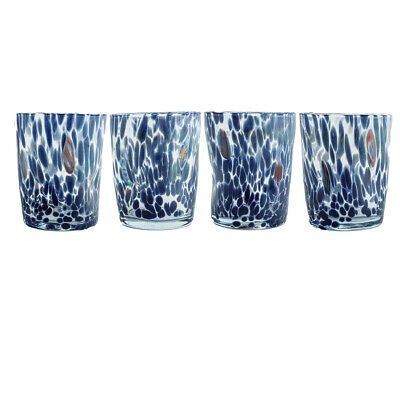 Set of Four 4 Murano Drinking Art Glasses Tumbler Blue Handmade Millefiori | eBay US