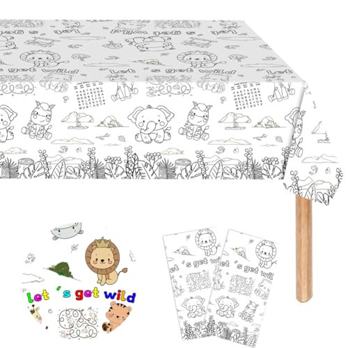 2 Pcs Kids Coloring Paper Tablecloth Zoo Paper Table cloths Animal Paper Table Covers Kids Giant Coloring Poster Table cloths Disposable Table Cloths Kids Birthday Party Gifts Table Cloth 47.2X71 In | Amazon (US)
