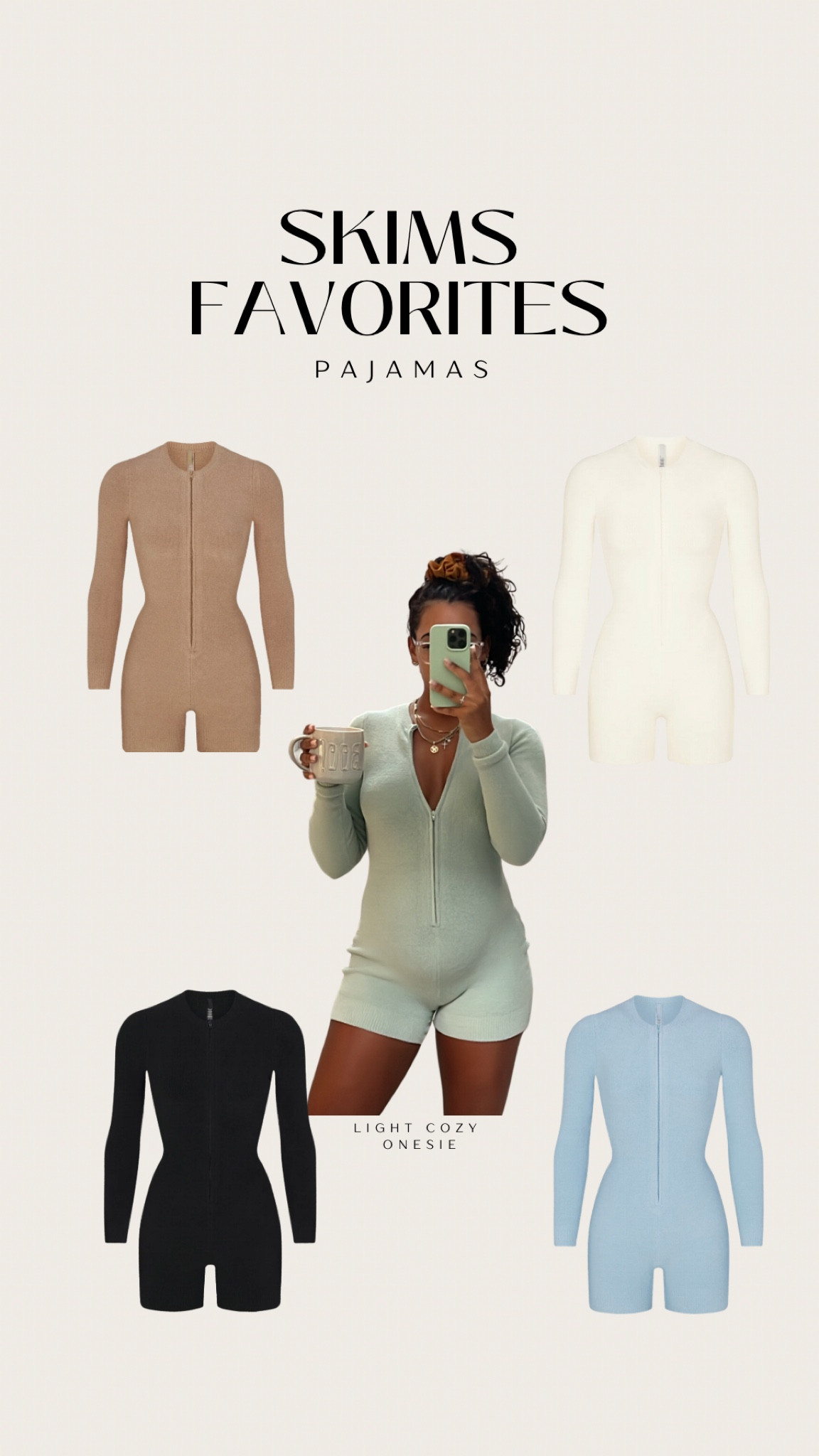 The coziest onesie you’ll ever want/need! // SKIMS: M (30wks pregnant & could’ve gotten a S) 🫶🏽 #LTKSkims #LTKPajamas 