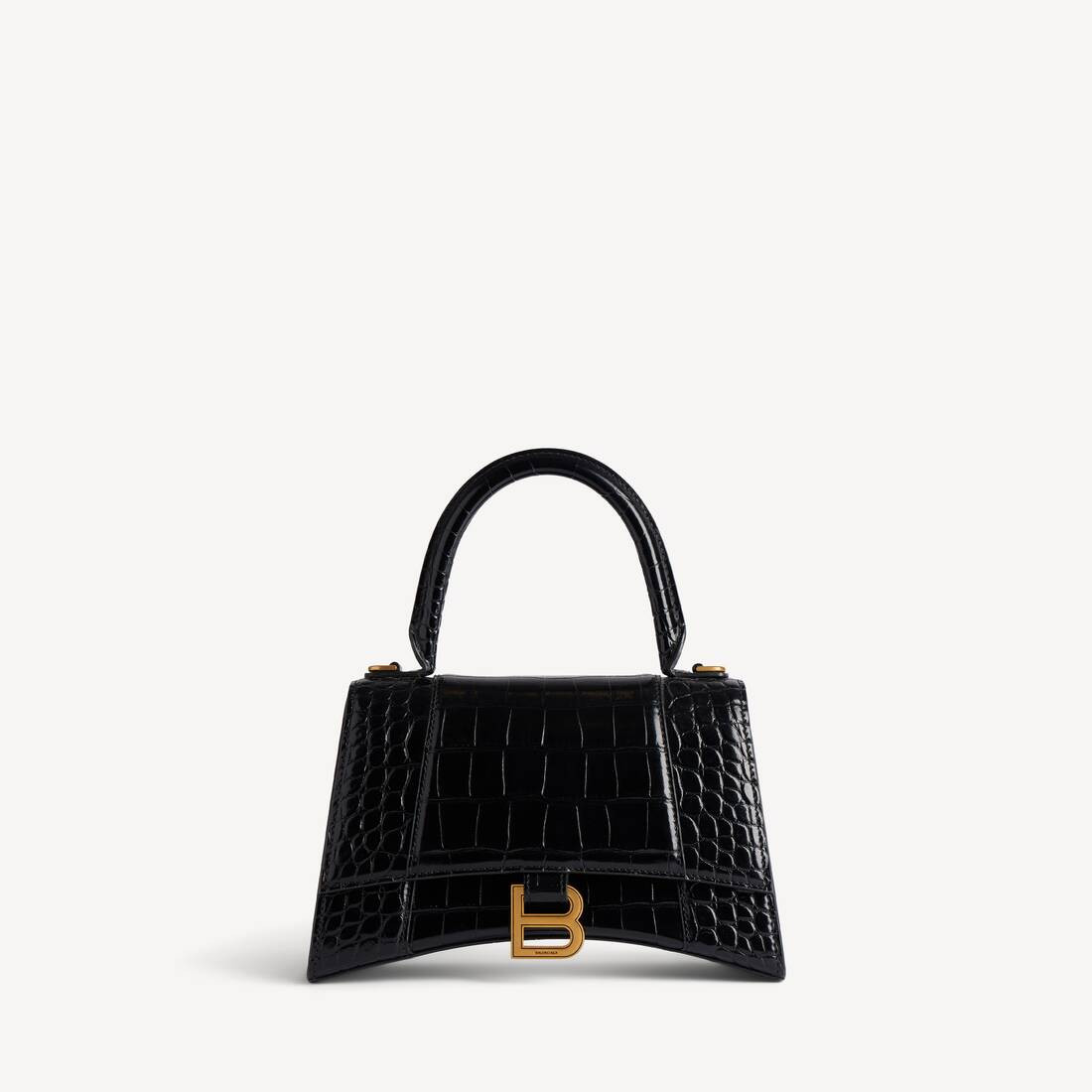 Women's Hourglass Small Handbag Crocodile Embossed in Black | Balenciaga US | Balenciaga