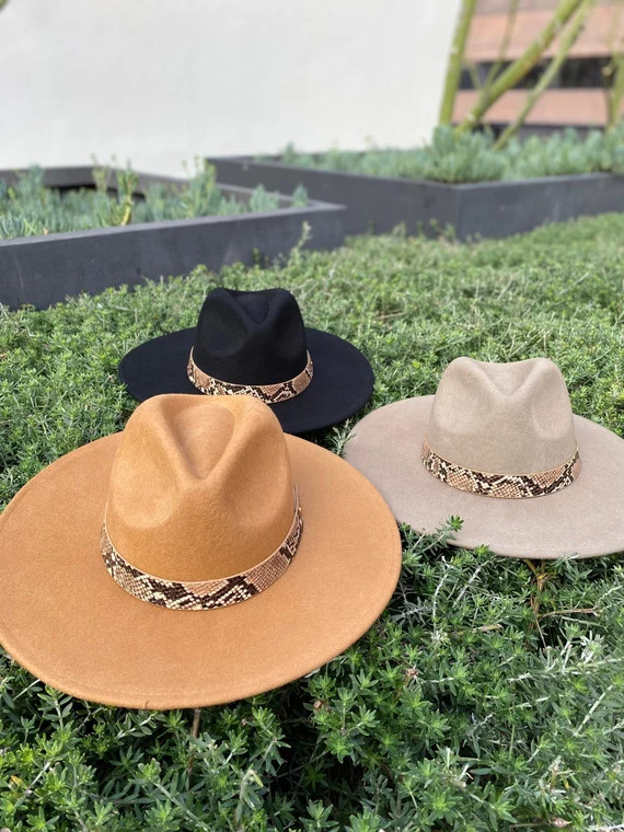 Premium Quality Wool Felt Wide Brim.snake Print With Vegan - Etsy | Etsy (US)