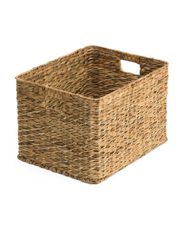 Water Hyacinth With Palm Leaf Rectangular Basket | TJ Maxx