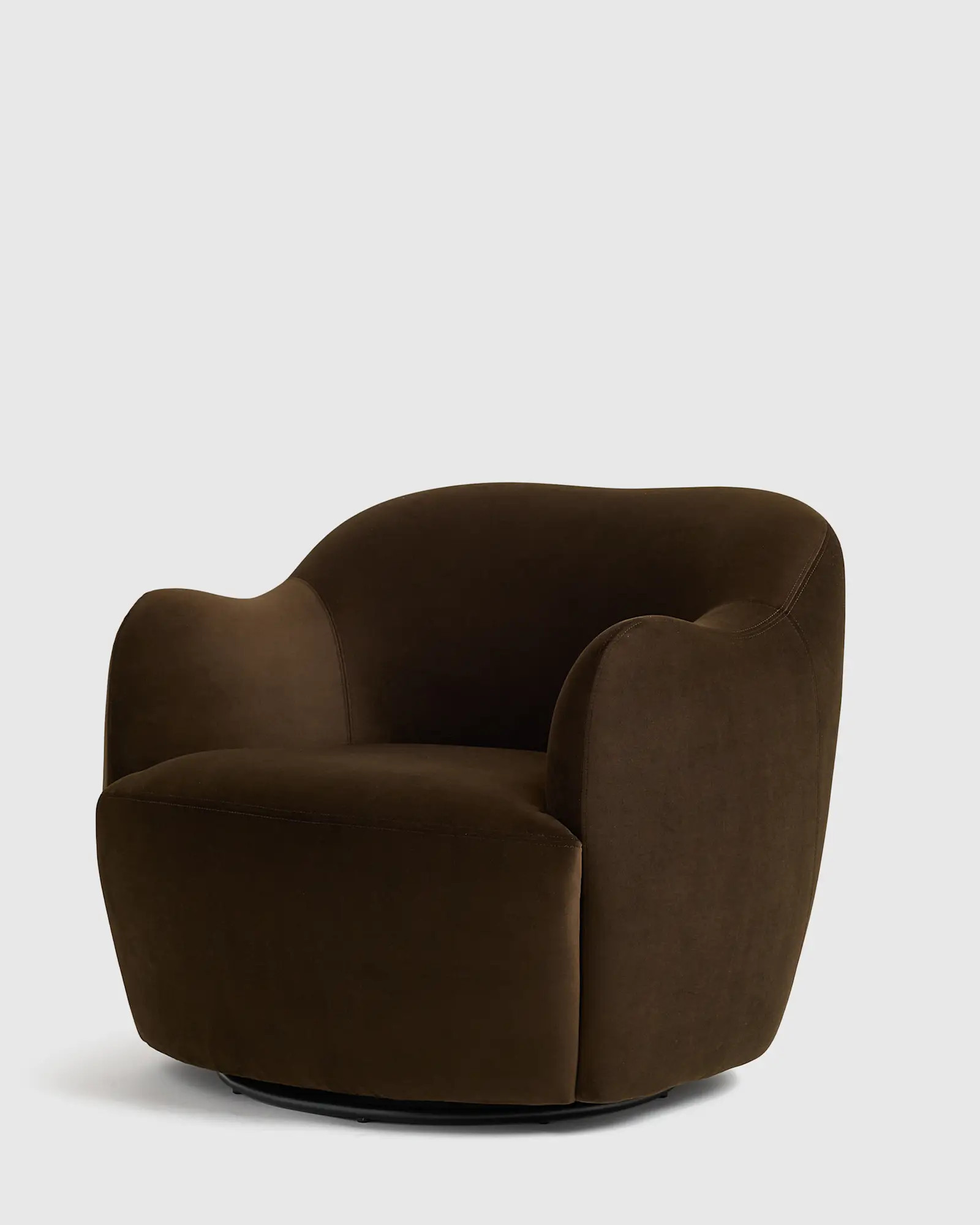 Performance Velvet Curved Arm Swivel Chair | Quince