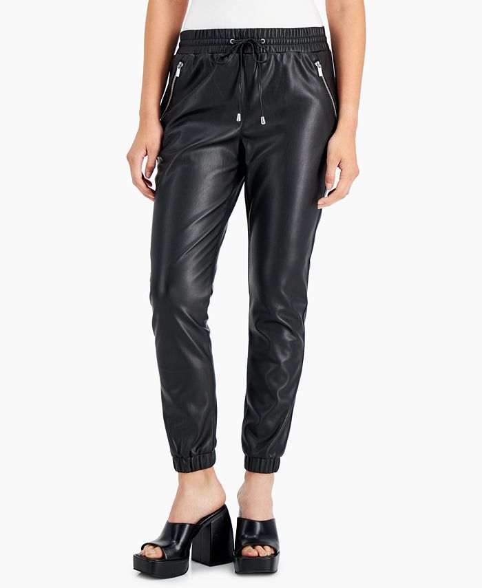 Bar III Faux Leather Jogger Pants, Created for Macy's & Reviews - Pants & Capris - Women - Macy's | Macys (US)