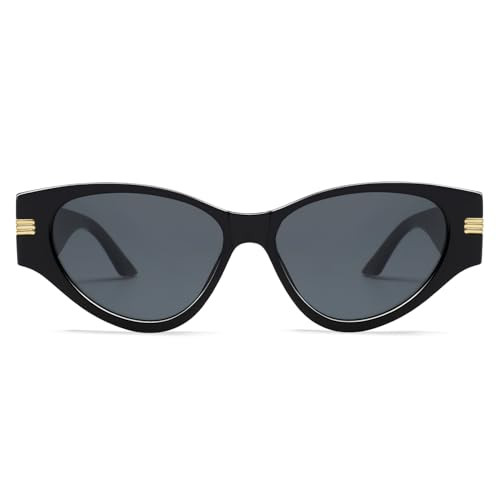 Appassal Vintage Cat Eye Sunglasses for Women Trendy Cateye Frame Sunnies AP3720,Black/Grey | Amazon (US)