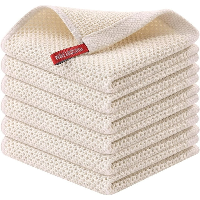 6 Pack 100% Cotton Kitchen Dish Cloths, Waffle Weave Dish Cloths for Washing Dishes, Quick Drying... | Walmart (US)