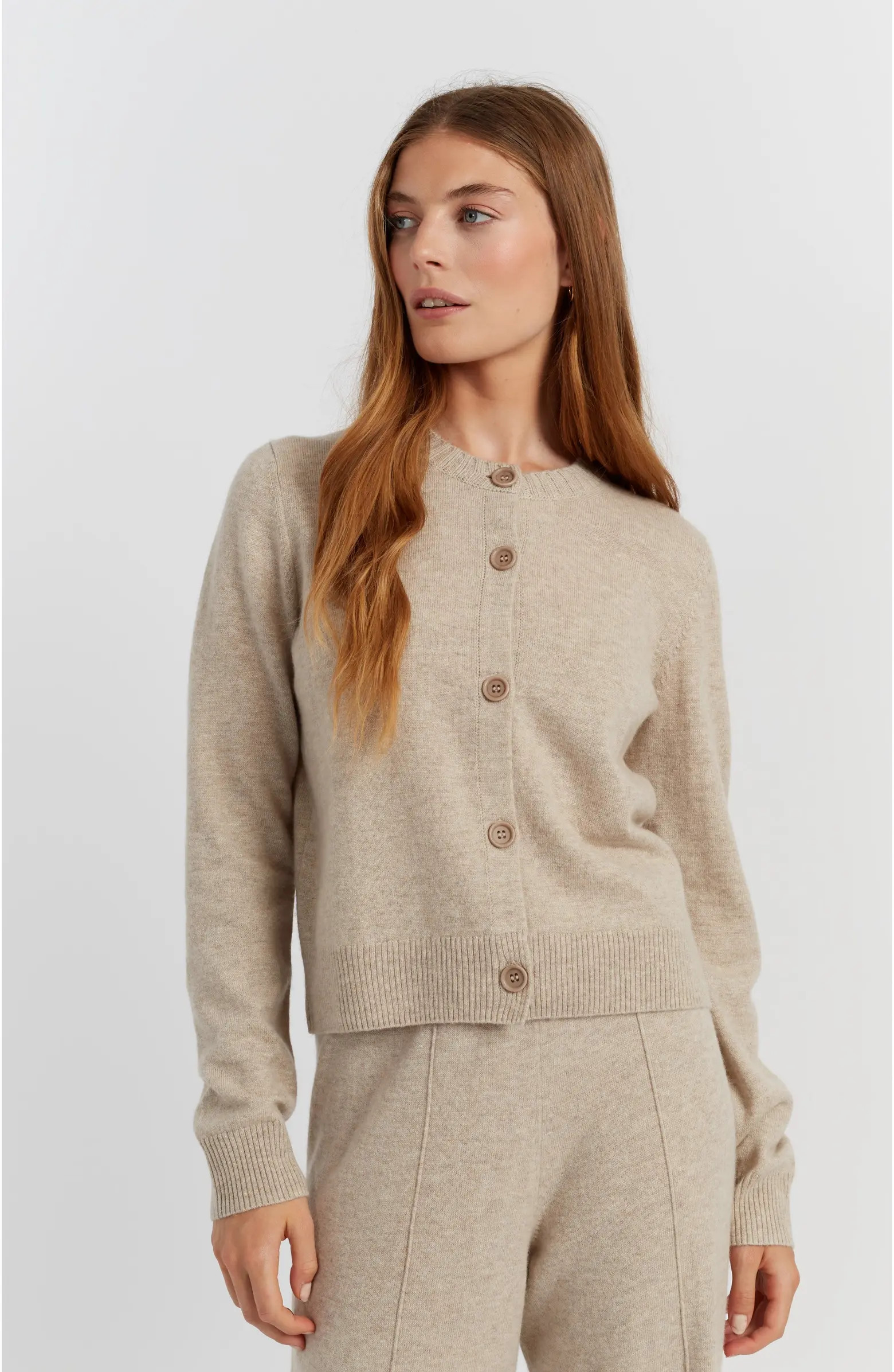 Wool Cashmere Blend Crew Neck Cropped Cardigan | Nordstrom