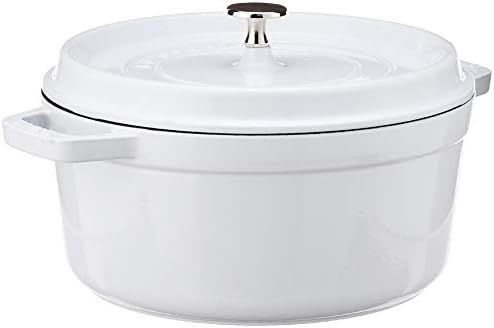STAUB Cast Iron Round Cocotte Dutch Oven, 5.5-quart, White, Made in France | Amazon (US)