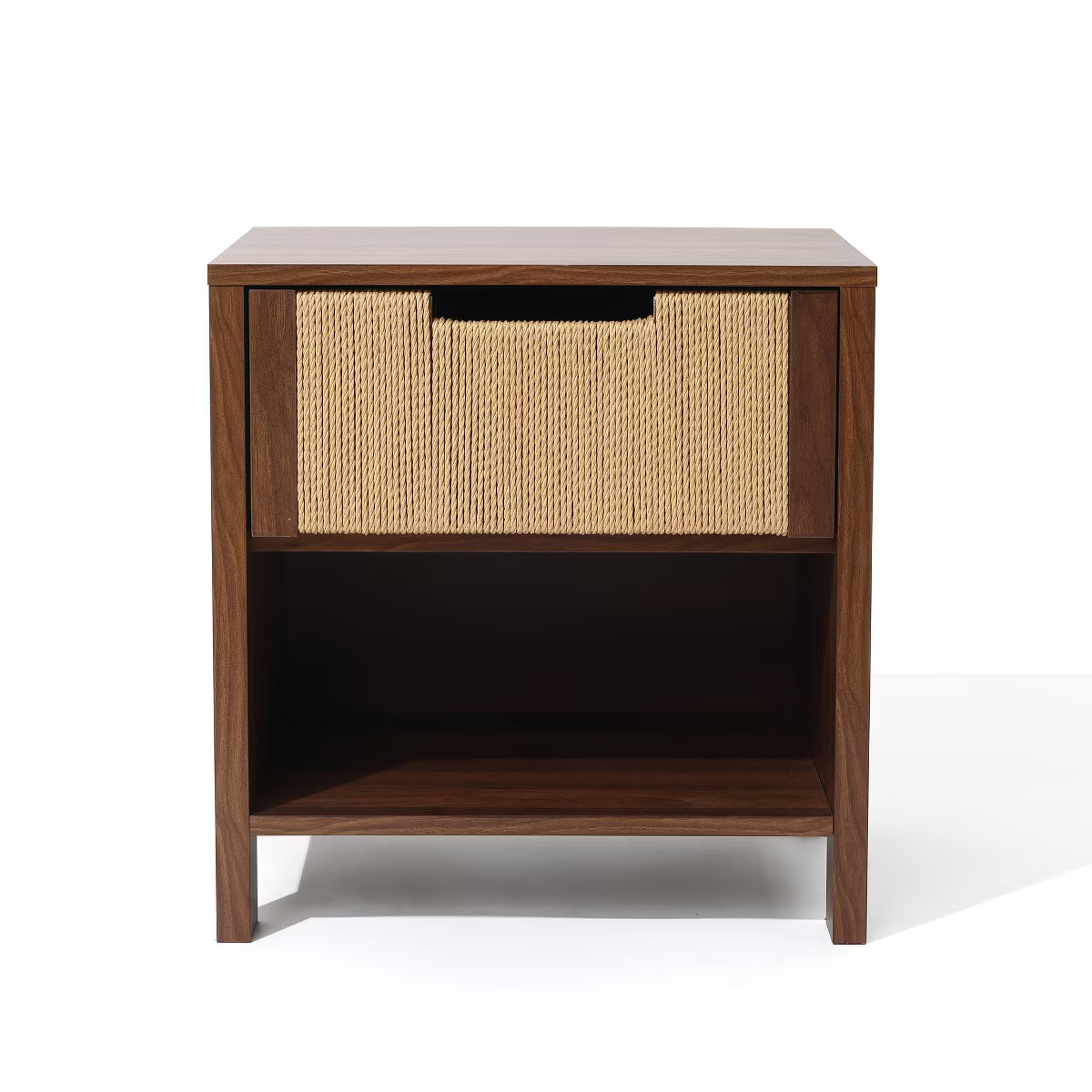 LuxenHome Nightstand with Drawer Storage, 19.5" Wood End Tables with Rope Front, Boho Bedside Sid... | Target