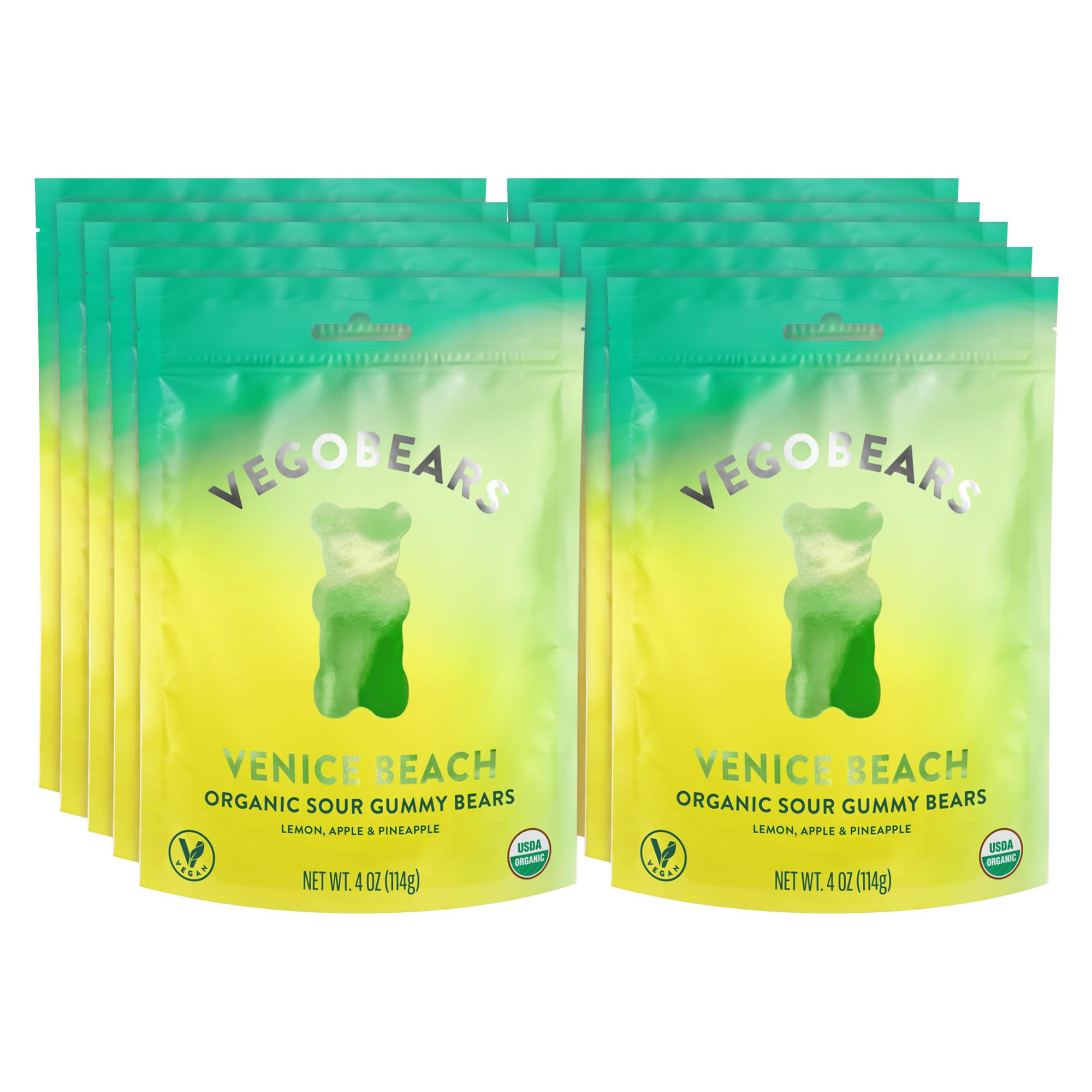 Candy People VegoBears Vegan Gummy Bears Organic Gummy Bears, Non-GMO 4 Ounce (10 Pack) (Venice B... | Amazon (US)