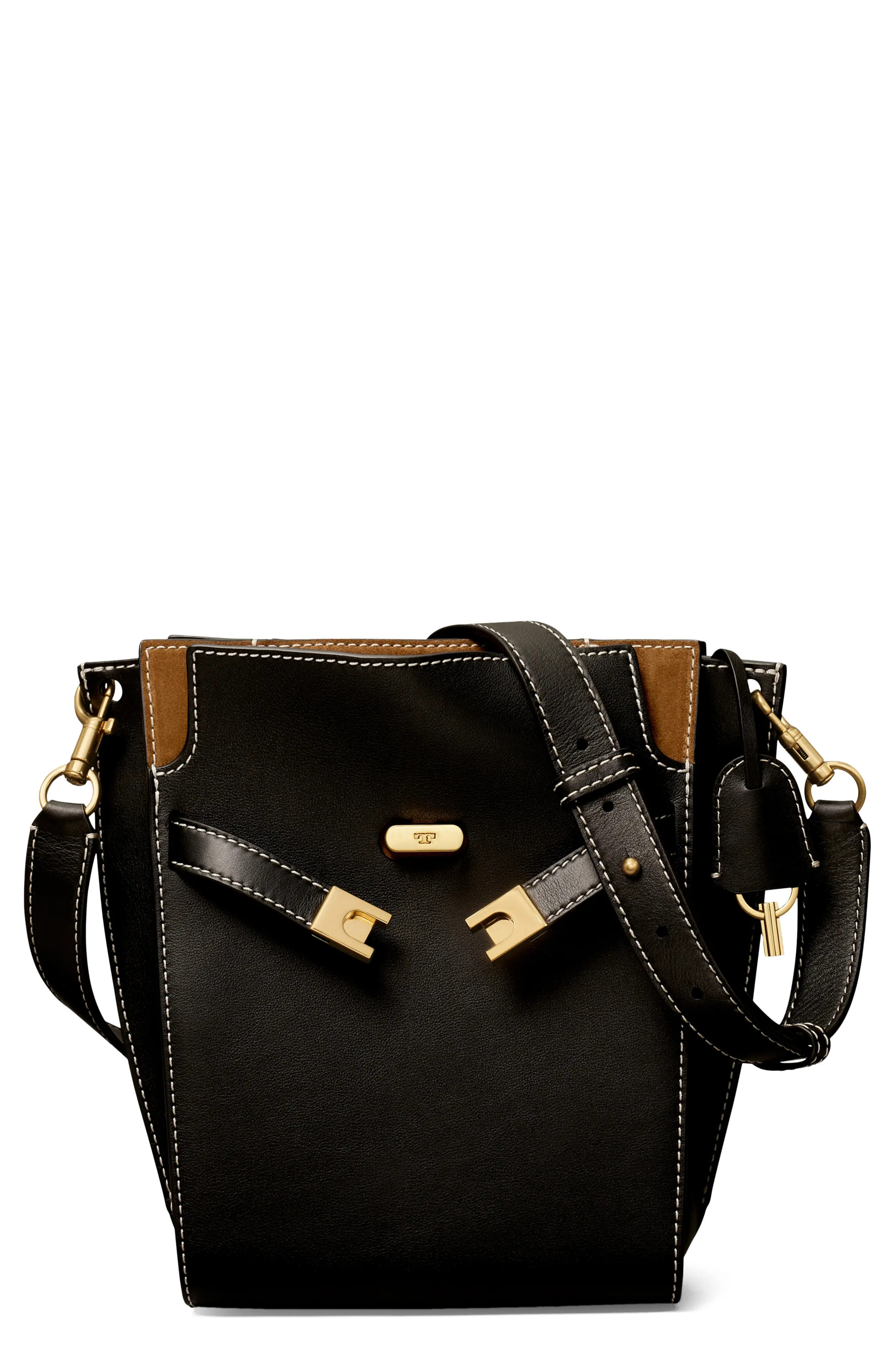 Tory Burch Lee Radziwill Leather Double Bucket Bag in Black at Nordstrom | Nordstrom