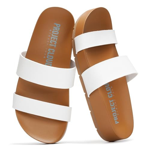 Project Cloud Sandals Women with Lightweight Plush & Soft Insole Two-Strap & Non-Slip Womens Slide - Summer Sandals for Women 2026 (HILLTOP, OFFW, 6.5) | Amazon (US)