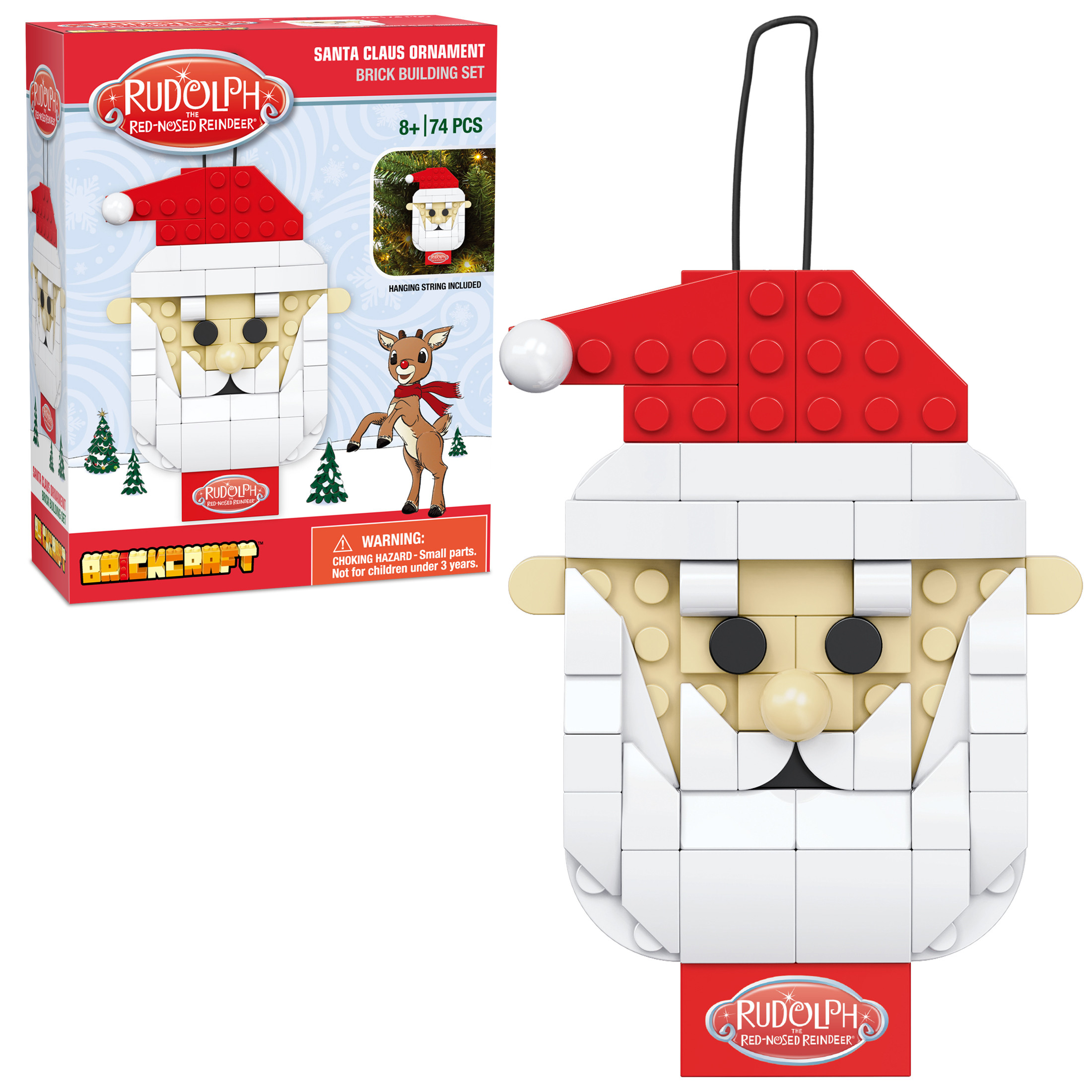 Brickcraft Rudolph Santa Claus Ornament Brick Building Kit (74-Plastic Piece Set), Hanging Christ... | Walmart (US)