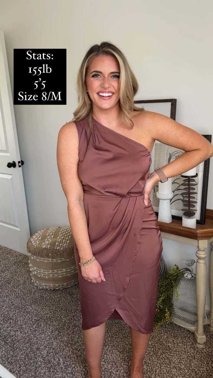 Dress tts - M in brown red
Shapewear shorts tts - M/L
Heels tts (comfiest heels I have) 
Sticky boobs sticky bra petals 
Feather bag. Gold slouchy bag
Wedding guest dress outfit one shoulder dress from amazon 

Get ready with me for my brother in law’s wedding! 😍🫶🏼 This dress is STUNNING! I love the ruching on the tummy - makes it so flattering. 🤌🏼 Another amazon find for the win! ✨ Linking everything for y’all on the @shop.ltk app with sizing info! 


#LTKFind #LTKwedding #LTKunder50
