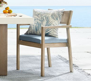 Indio Coastal Mahogany &amp; Rope Stackable Outdoor Dining Side &amp; Armchair | Pottery Barn (US)