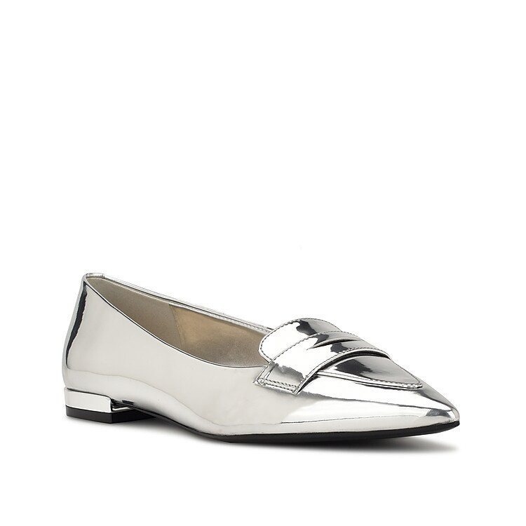 Nine West Lallin SlipOn | Women's | Silver Metallic | Size 9.5 | Flats | Loafers | Slip-Ons | DSW