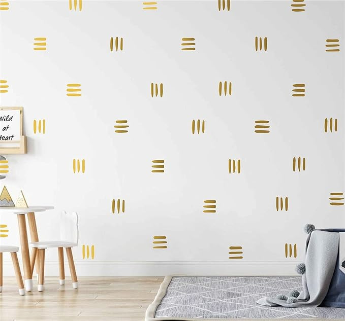 120Pcs Modern Line Wall Sticker Boho Nursery Decal (Gold) | Amazon (US)